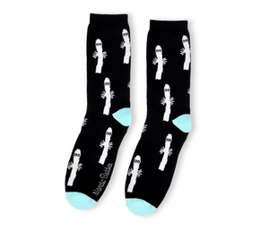 [Moomin] Nyoronyoro Men's Classic Socks Black Turquoise