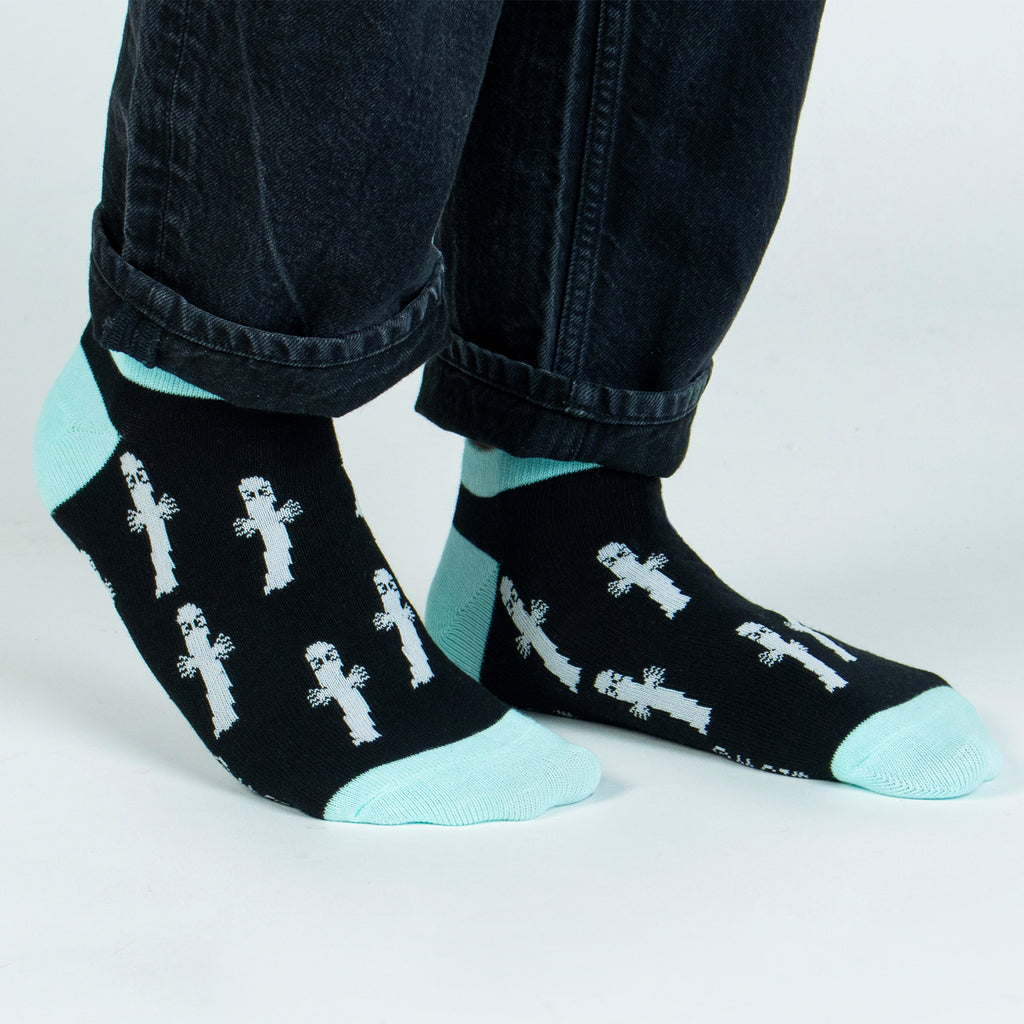 [Moomin] Nyoronyoro Men's Classic Ankle Socks Black/Turquoise