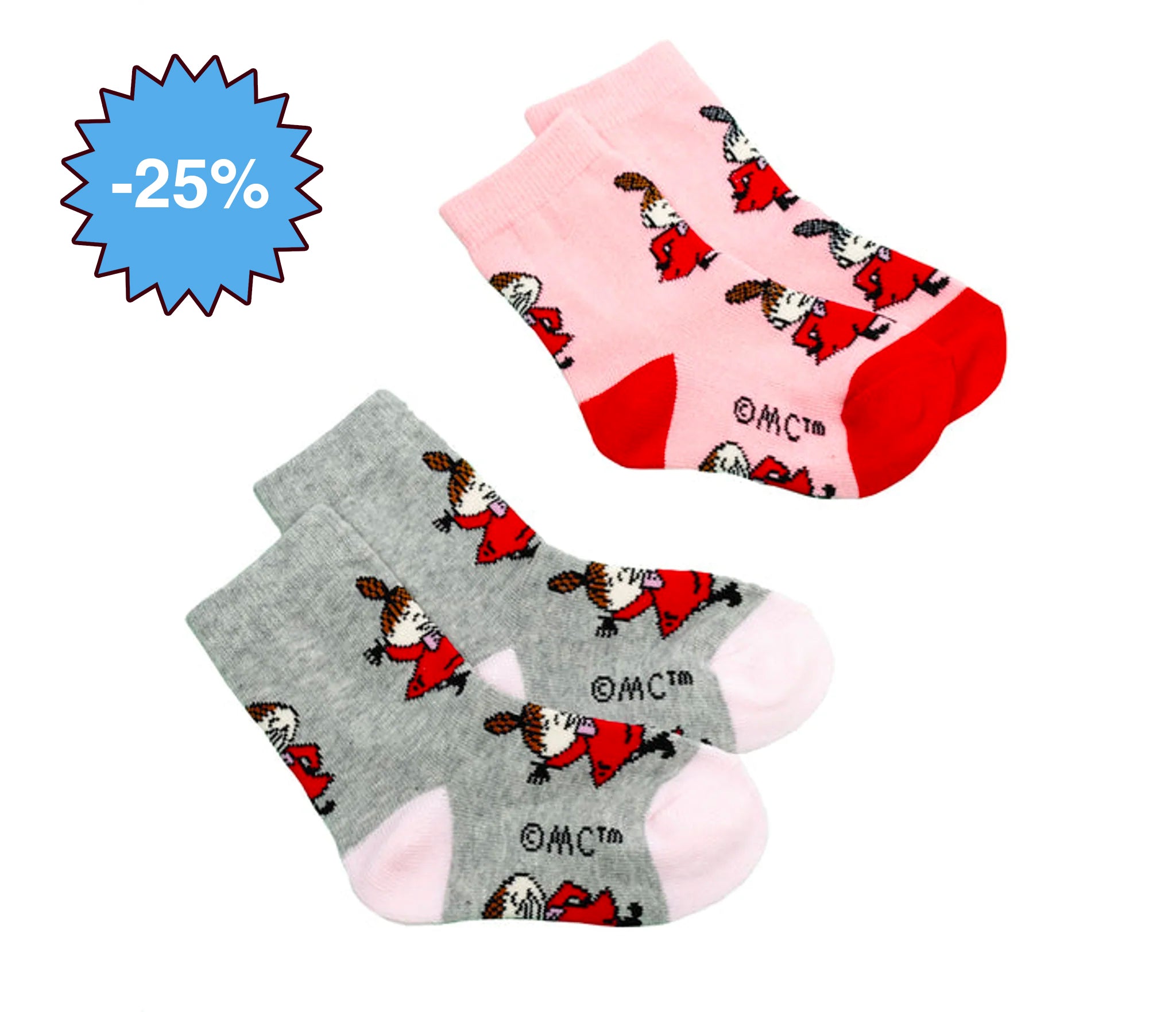 [Moomin] Little My Classic Socks Kids 2 Pair Set Gray Pink