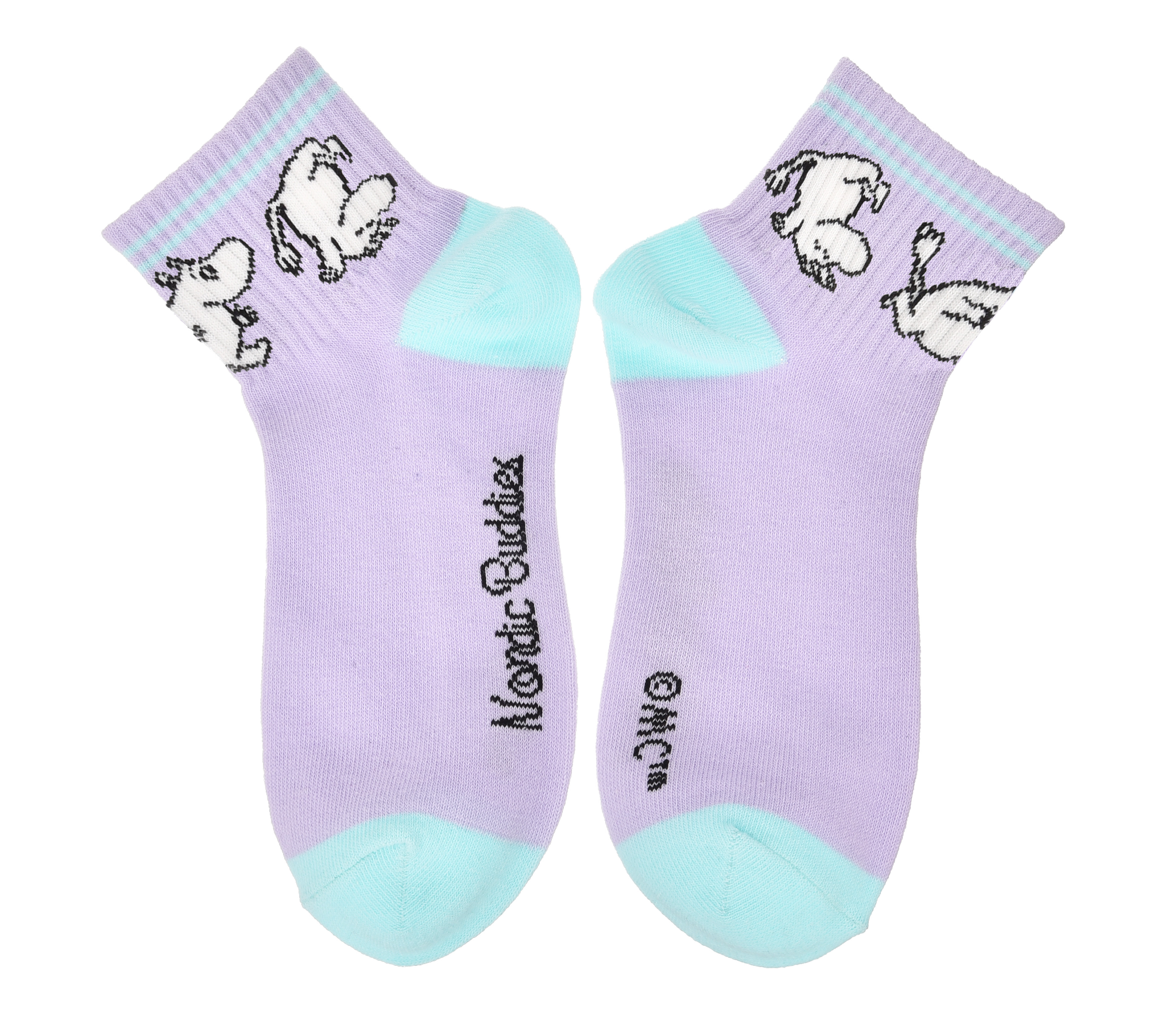 Moomin Ladies Retro Ankle Socks Purple/Mint