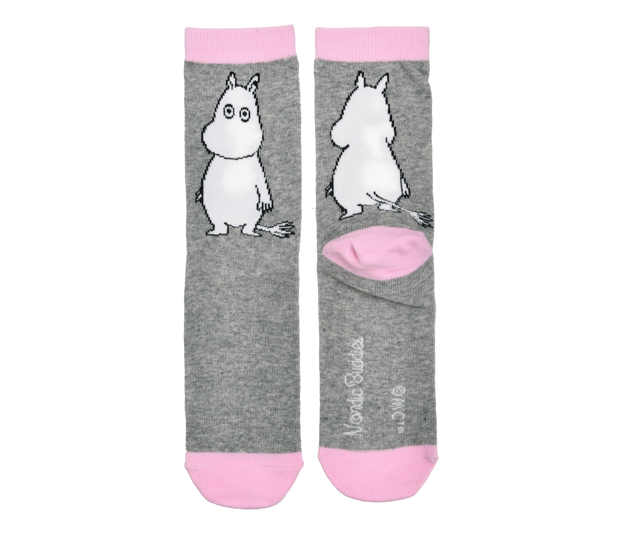 ムーミン レディース クラシック ソックス グレー・ピンク (38W)