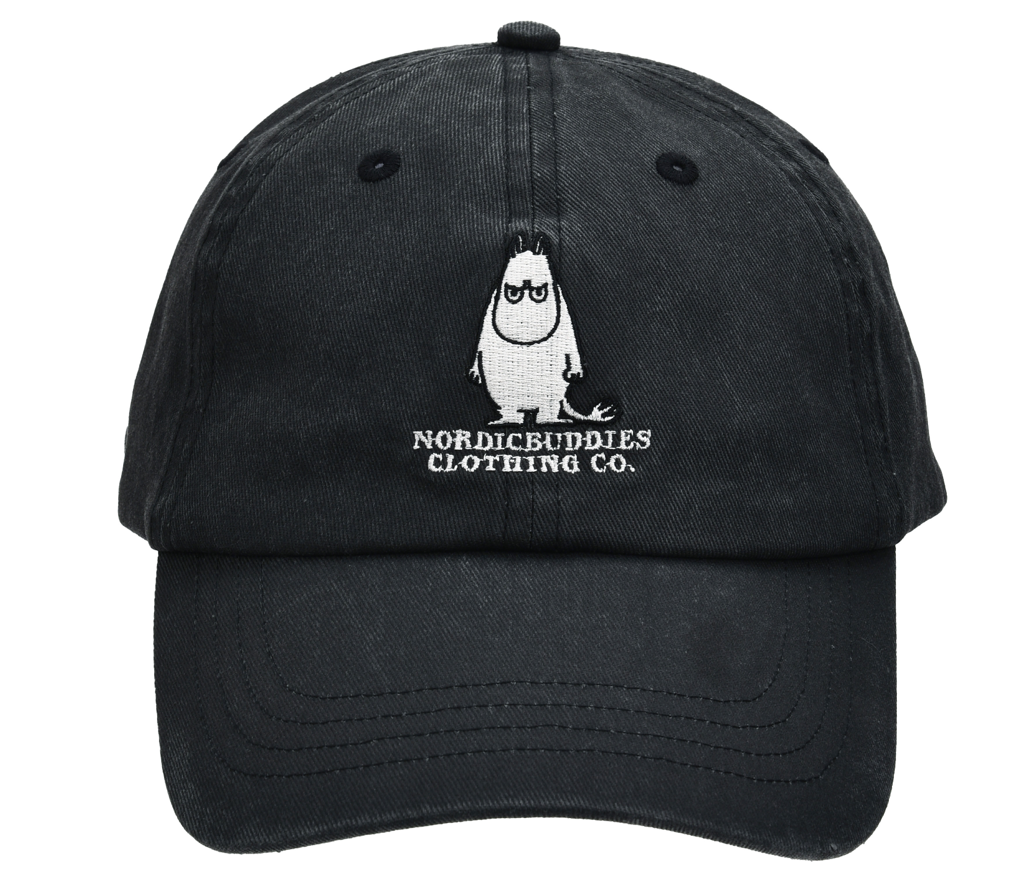 【ムーミン Moomin】アングリームーミン ウォッシュドダディキャップ ブラック