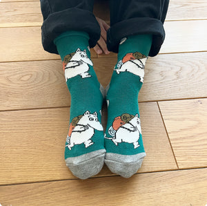 Moomin Classic Socks Kids 2 Pair Set Green Gray
